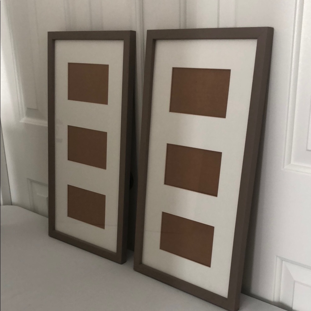 Pair of Brown Triple Photo Frames